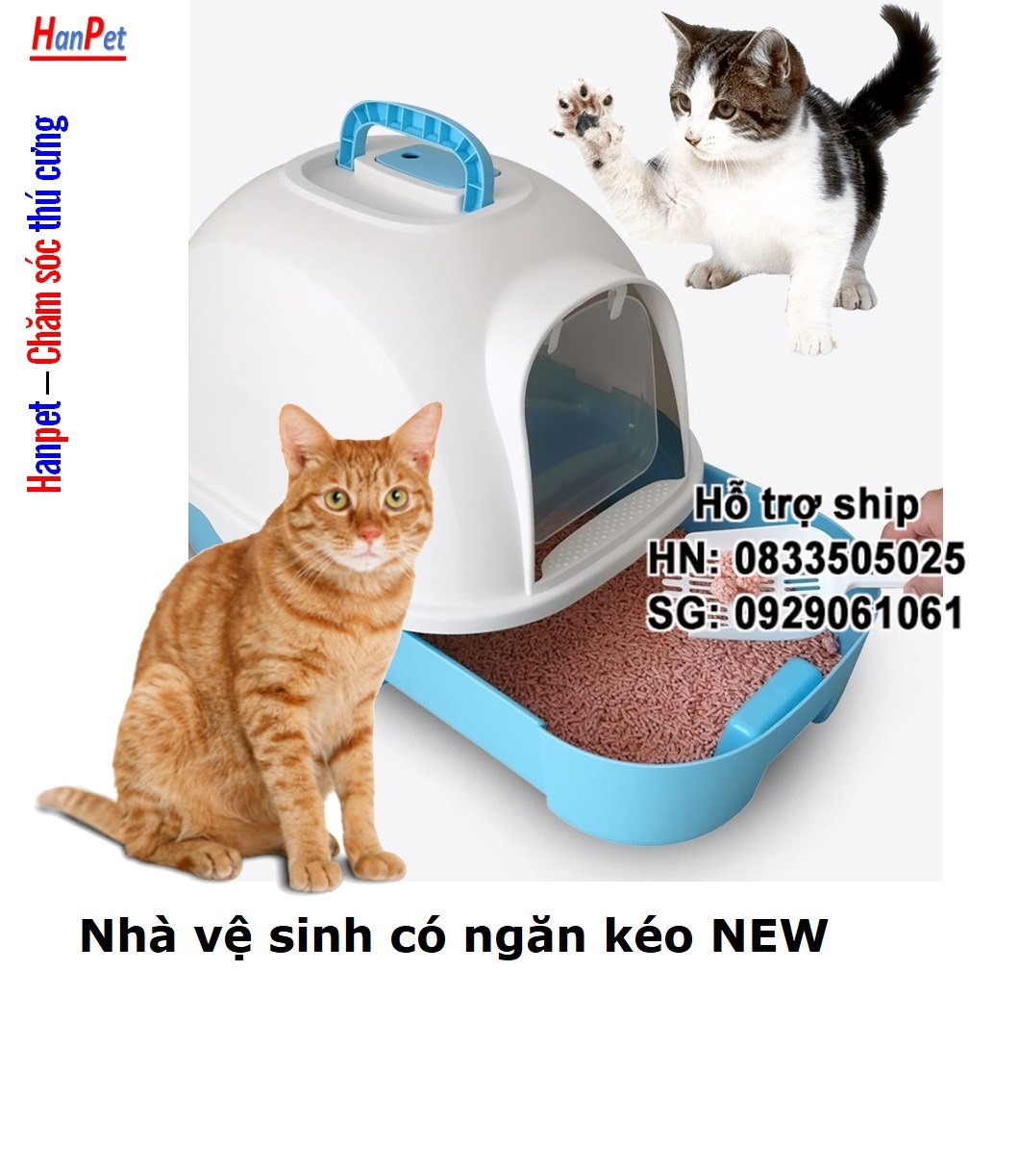 Hanpet - Nhà vệ sinh cho mèo Size lớn (có 4 loại ) tặng kèm xẻng- nha ve sinh meo - khay đựng cát mèo - cat ve sinh meo - hop dung cat meo - nha meo - long meo -