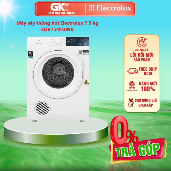 Máy sấy thông hơi Electrolux 7.5 kg EDV754H3WB Mới 2022 - GIAO TOÀN QUỐC - FREESHIP HCM