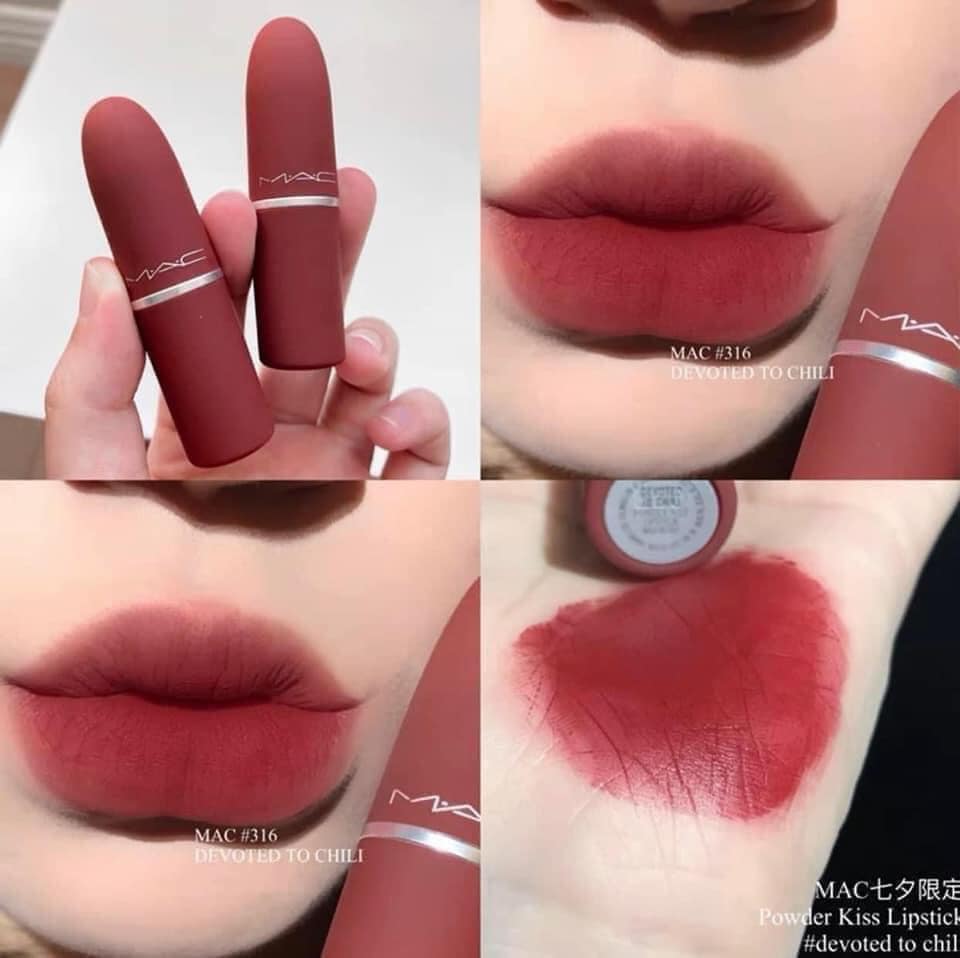 Son mac matte lipstick rouge a levres ruby woo/chili/devoted to chili/mull it over mini - lamii beauty