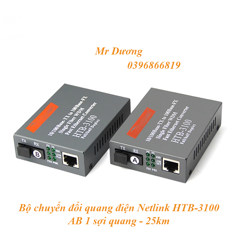 Bộ chuyển đổi quang điện Netlink HTB-3100 Chuẩn B Single Mode