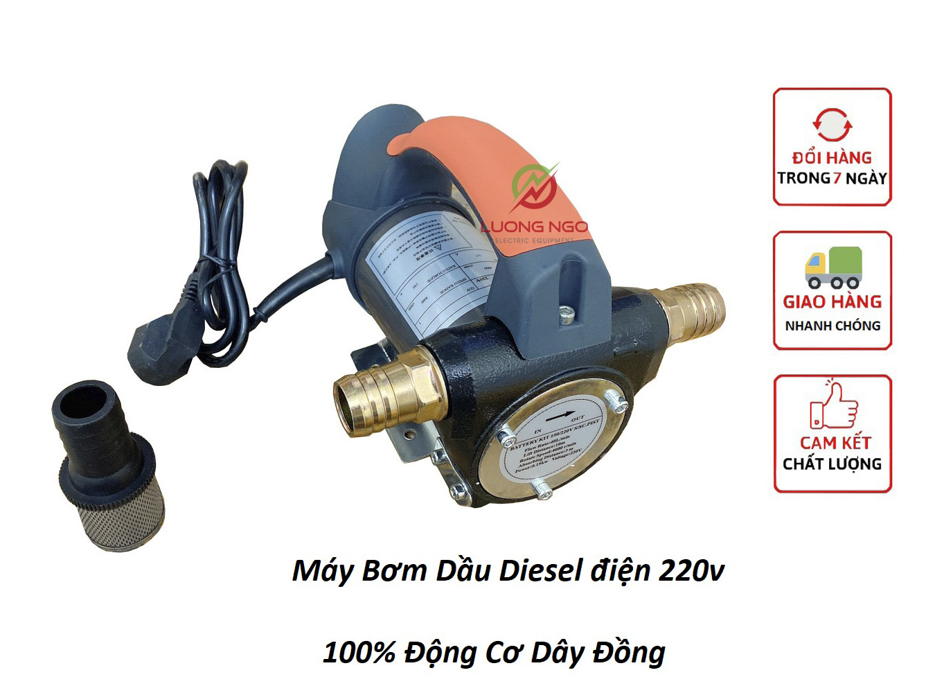 Máy bơm dầu, nhớt dùng điện 12v - 24v - 220v động cơ 100% dây đồng