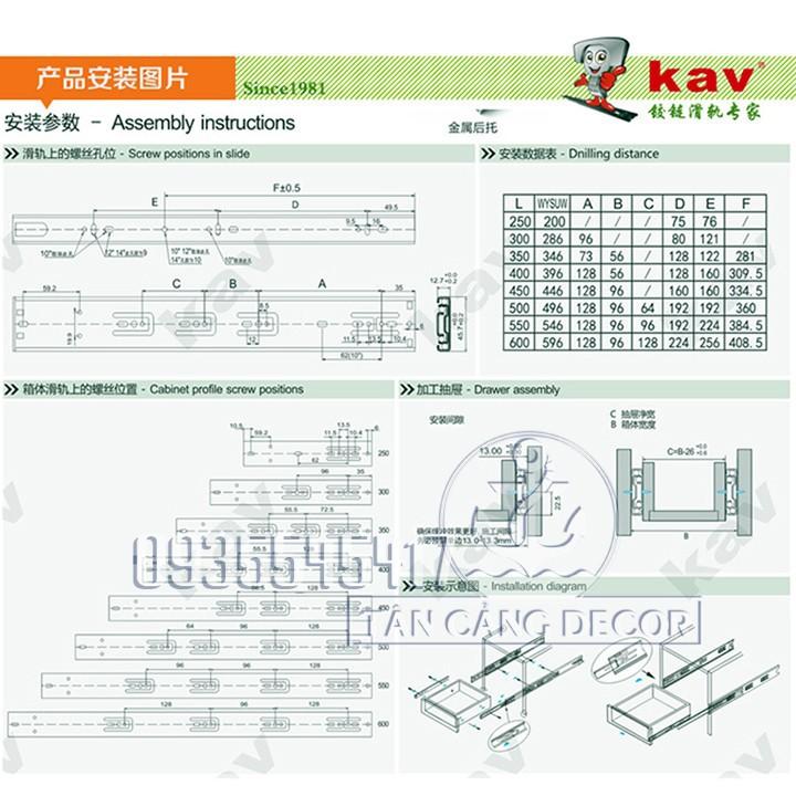 Ray Bi Giảm Chấn Nhấn Mở KAV 45 Cm - 1 Cặp