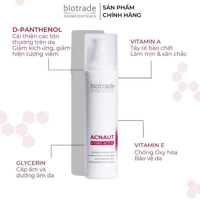 Kem dưỡng ẩm Biotrade Acnaut Hydro Active Cream phục hồi, làm dịu làn da sau mụn 60ml - DuocmyphamDrAn