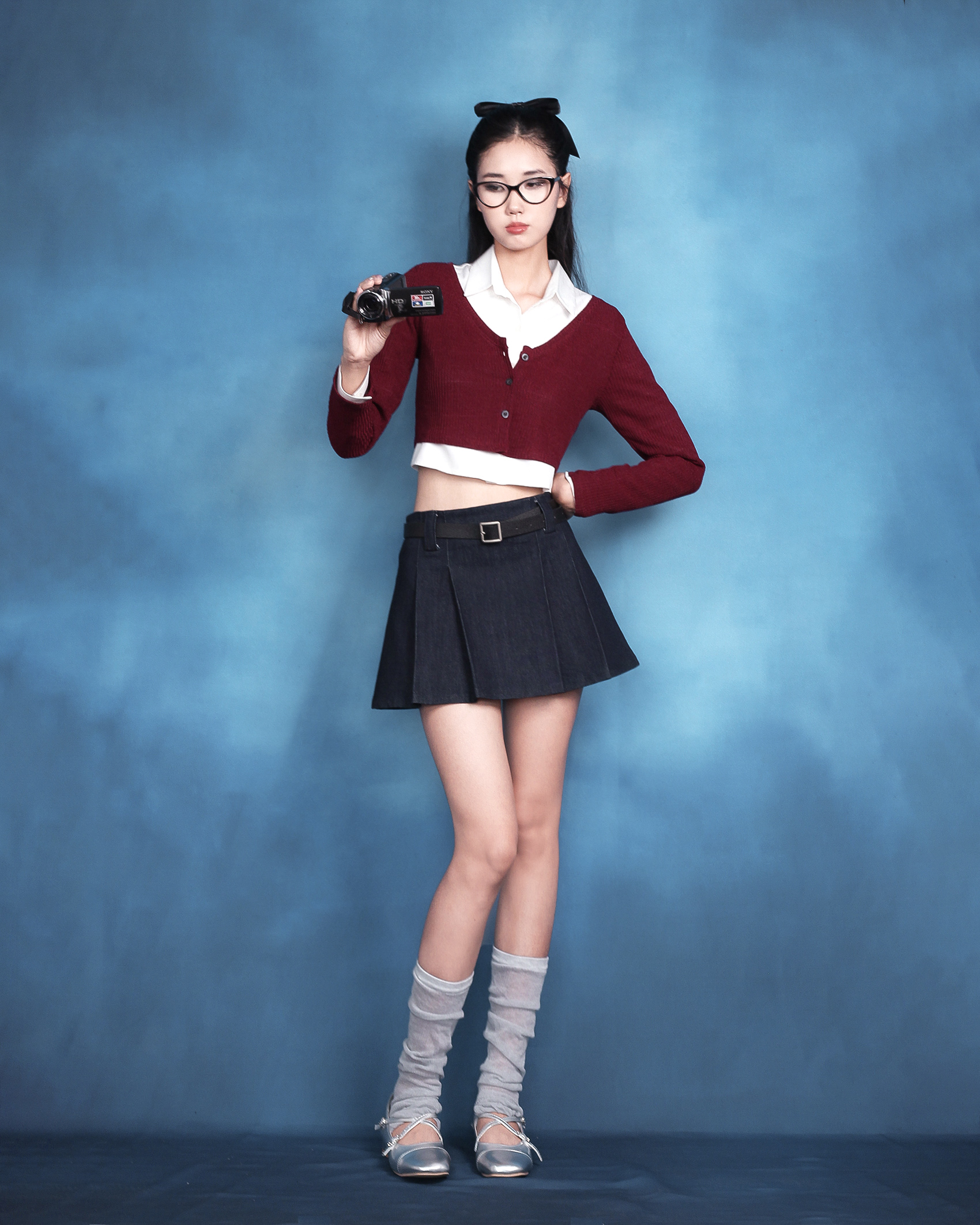 DALLA Áo cardigan croptop cổ V basic (CDG06)