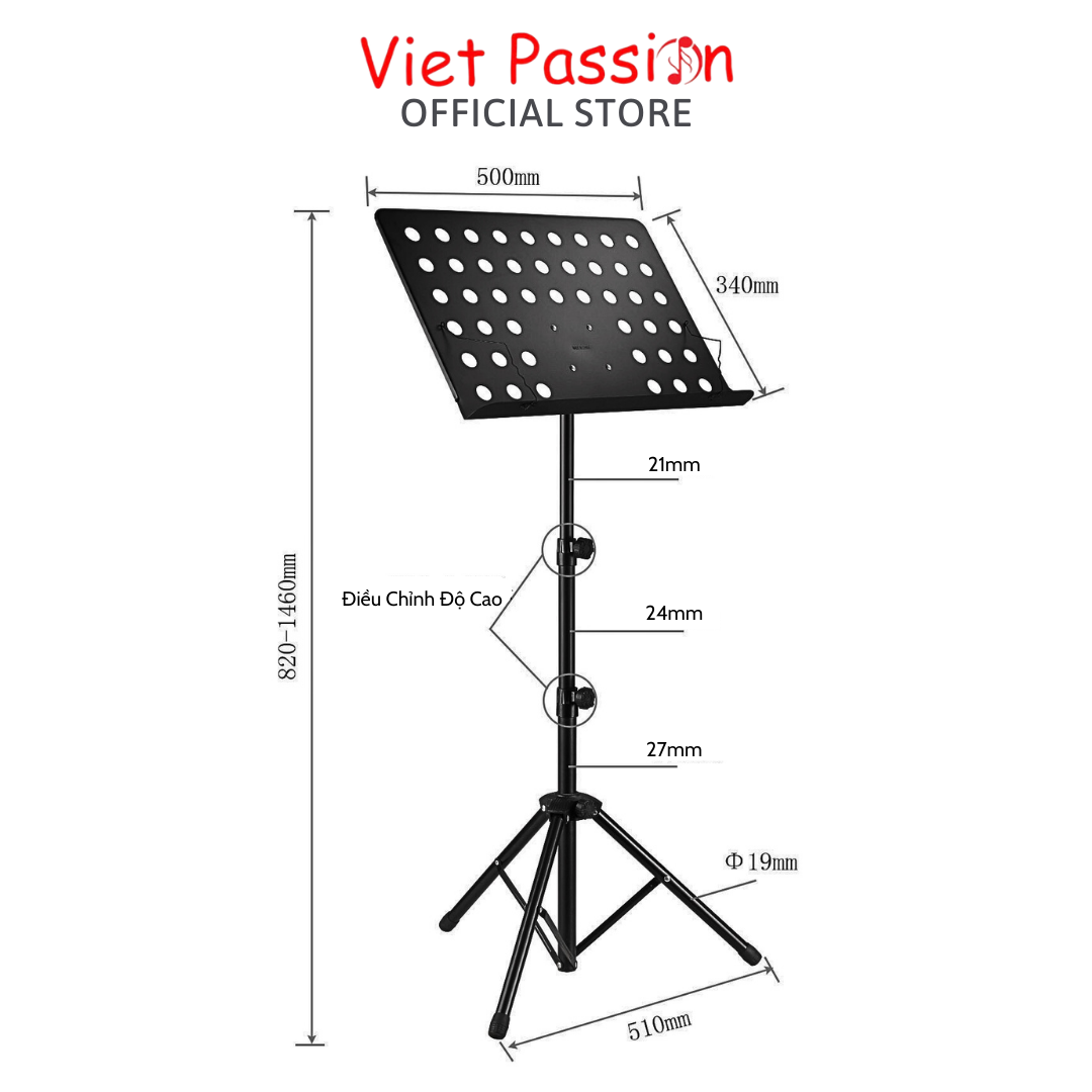 Giá để sách nhạc bản nhạc Trưởng chắc chắn to dày dặn có gấp gọn mang đi tiện lợi Viet Passion HCM