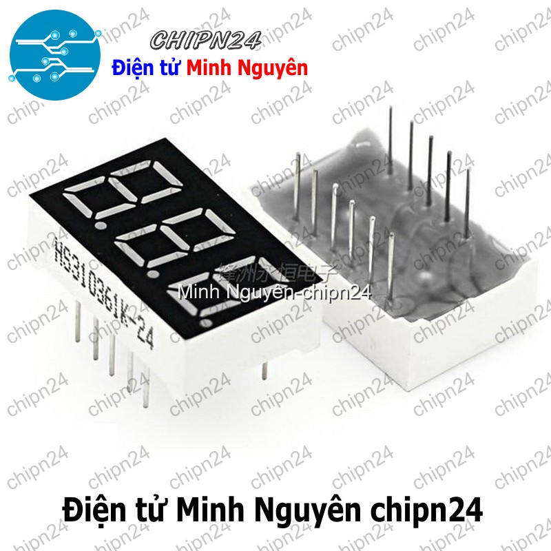 [1 con] (F24) Led 7 Đoạn 0.36 inch 3 Số Dương chung (Sáng Đỏ)
