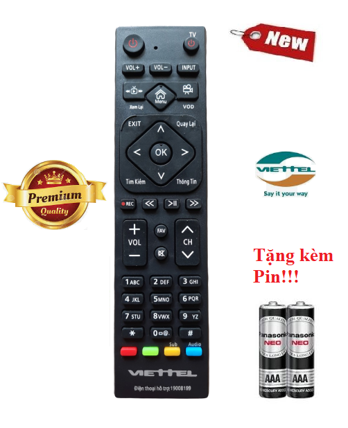 Điều khiển đầu thu truyền hình Viettel - Hàng Tốt 100% Tặng kèm Pin