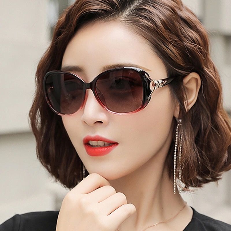 Kính phân cực chống nắng nữ kính râm sao mặt tròn kính râm kính râm đầu cáo nữ chống tia cực tím