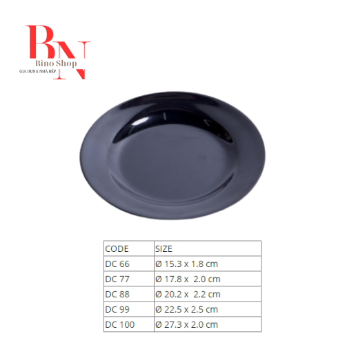 Dĩa Nhựa Melamine Cạn Màu Đen