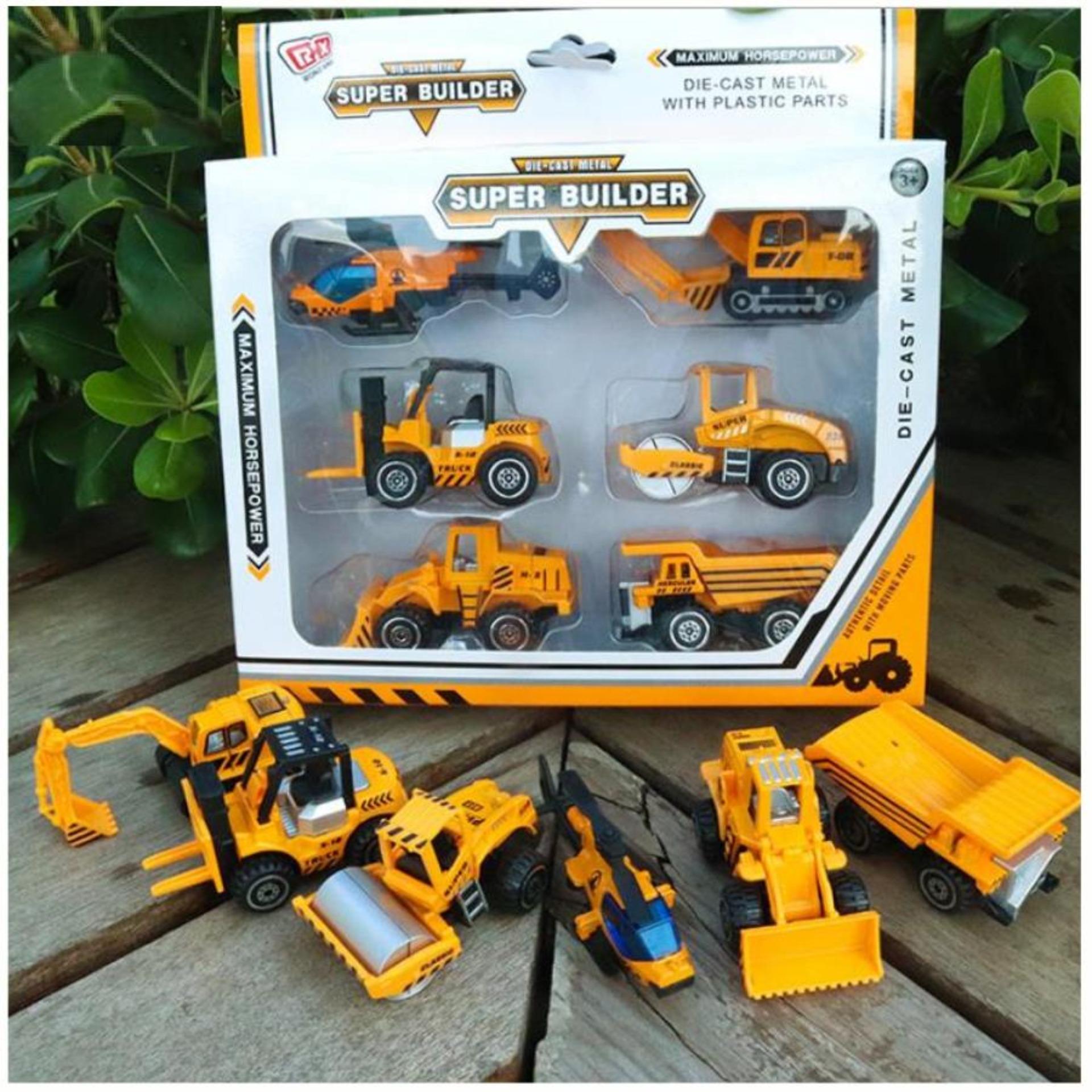 Xe công trình mini bộ 6 chiếc tỉ lệ 1:64 xe bằng hợp kim và nhựa Quà tặng đồ chơi trẻ em