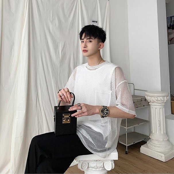 Áo thun nam unisex lưới form rộng (Áo lưới + áo thun tanktop)
