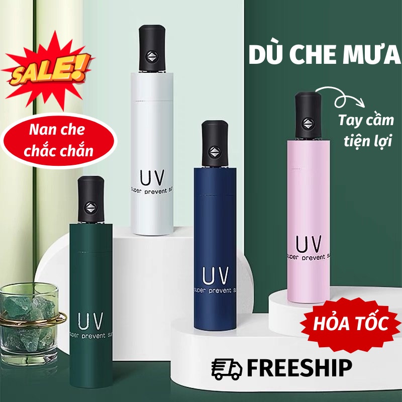 Ô gấp gọn phủ lớp chống tia UV, dù che nắng, che mưa ngoài trời cầm tay , Dù Che Mưa Ngăn Nắng Ngăn Tia UV
