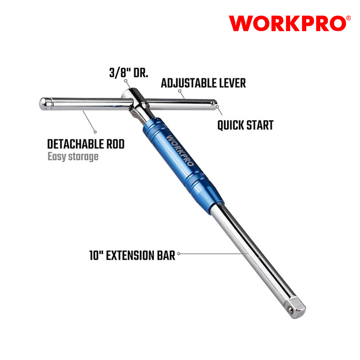T slider, size: 3/8 inch workpro wp275017