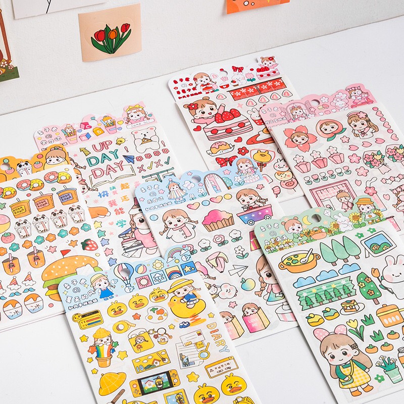 Bộ 4 tấm sticker cô gái lấp lánh