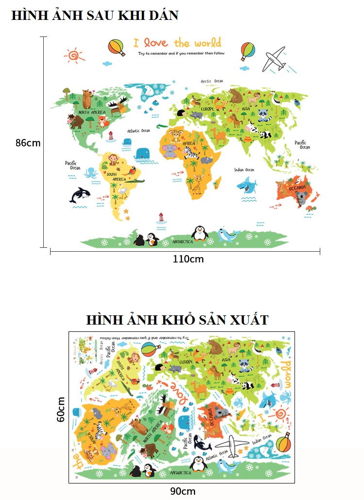 Decal dán tường Bé yêu thế giới - T17 - Kiddecals