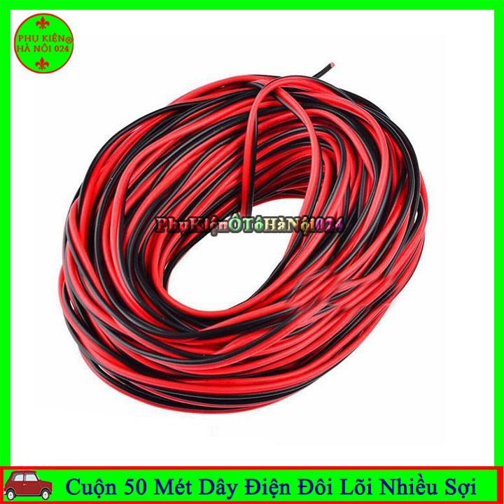50 mét dây điện đôi đen đỏ lõi 0.2mm nhiều sợi chuyên dụng
