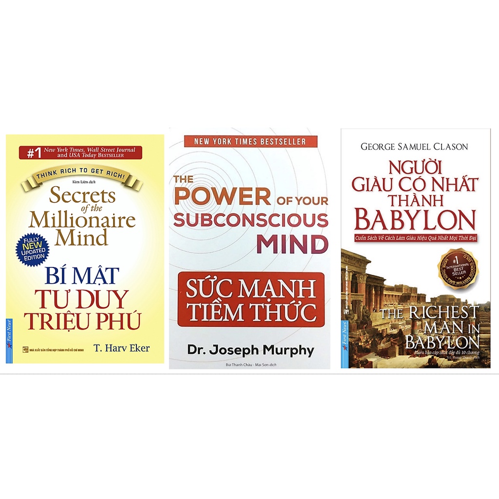 Sách - Combo Bí mật tư duy triệu phú Người giàu có nhất thành Babylon Sức mạnh tiềm thức - FirstNews