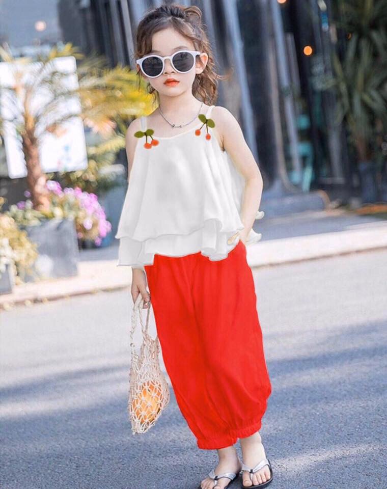 Set bộ bé gái - Quần áo mẫu cherry cho bé gái size đại từ 15-35kg