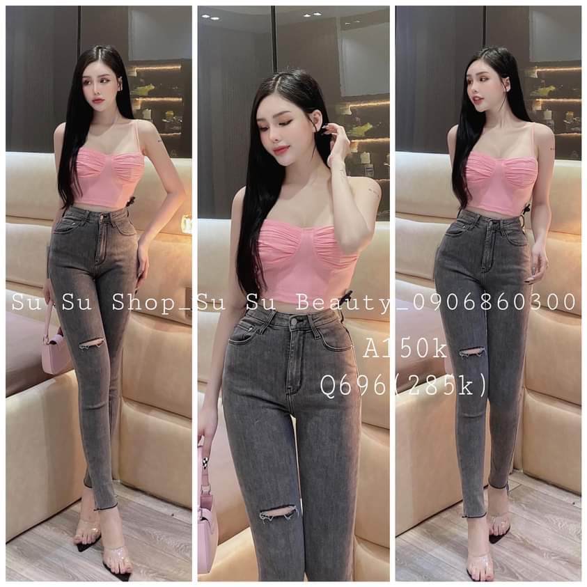 Áo 2 dây croptop có mút nhúm 2 bên mút ngực cực xinh , chất thun gân dày dặn