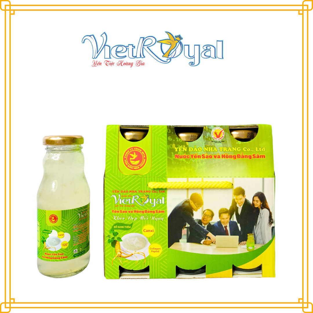 Lốc 6 chai Nước yến Vietroyal yến sào và hồng đẳng sâm chai 180ml