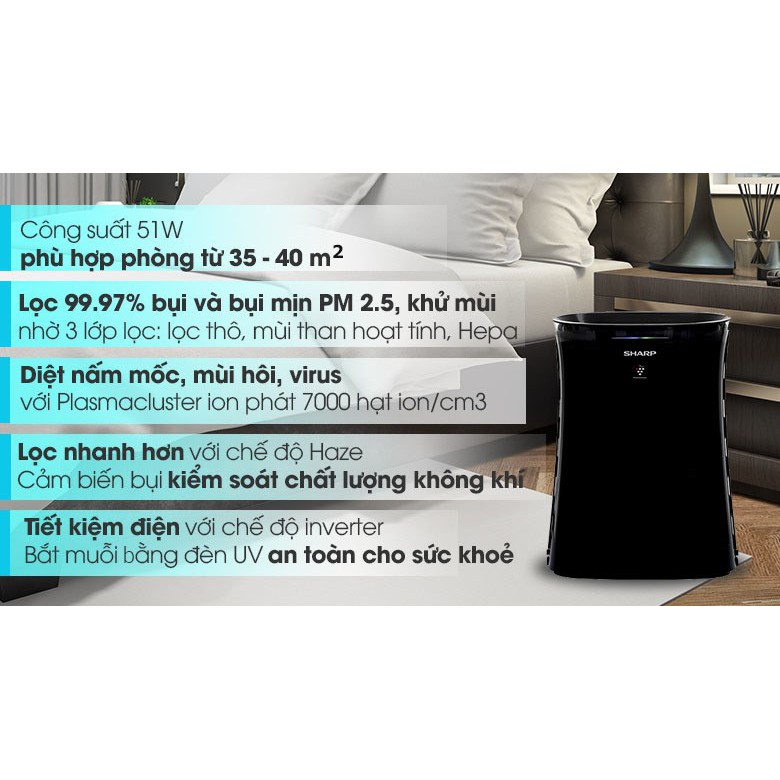 [HCM]Máy lọc không khí có bắt muỗi Sharp FP-GM50E-B (Miễn phí giao tại HCM-ngoài tỉnh liên hệ shop)