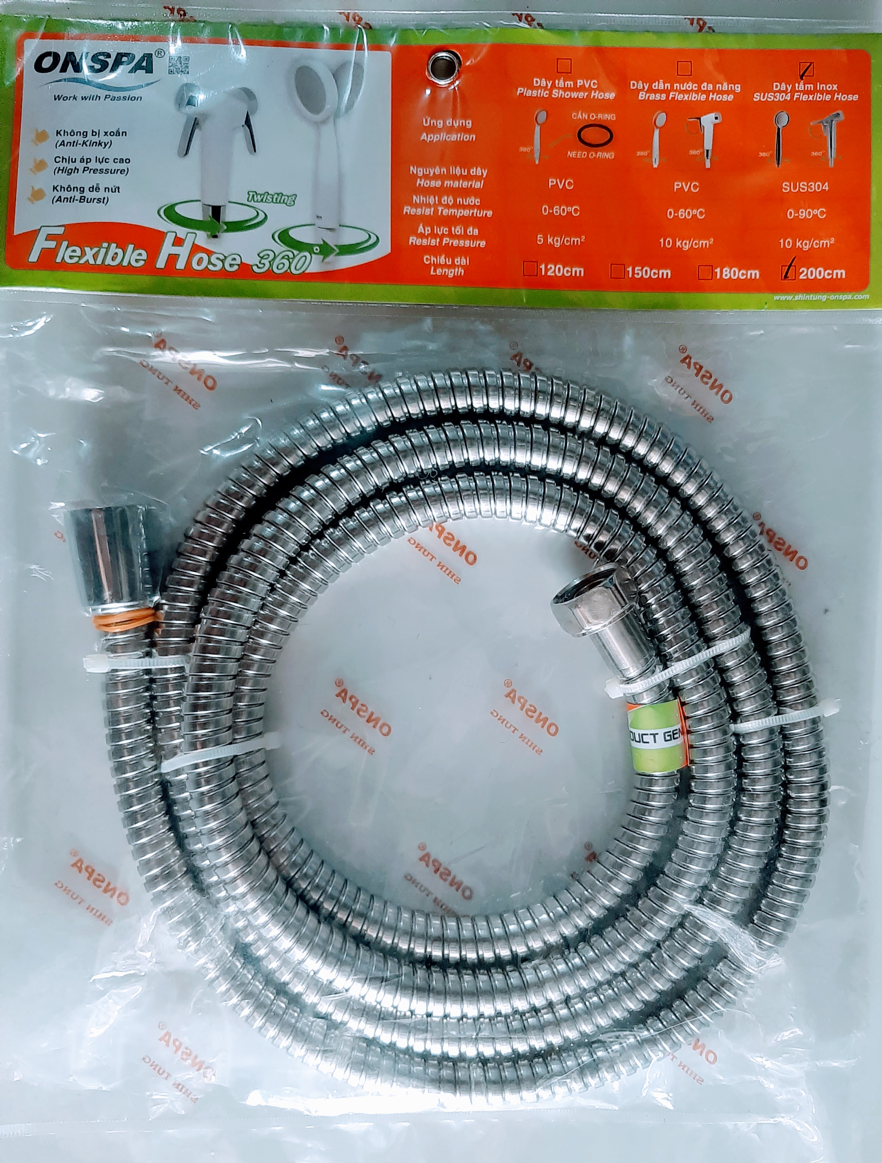 [HCM]Dây sen tắm Inox Onspa 2m