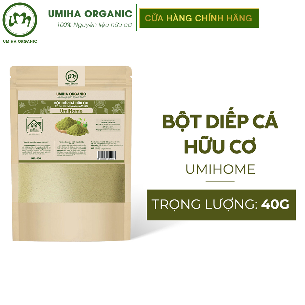 Bột Diếp Cá hữu cơ UMIHOME nguyên chất 135g làm đẹp thiên nhiên dùng đắp mặt nạ loại bỏ mụn giúp trắng mịn da hiệu quả