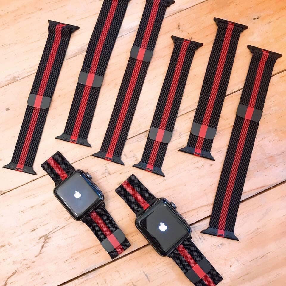 Dây đeo Đồng hồ thông minh bản thép sọc đỏ cực ấn tượng
