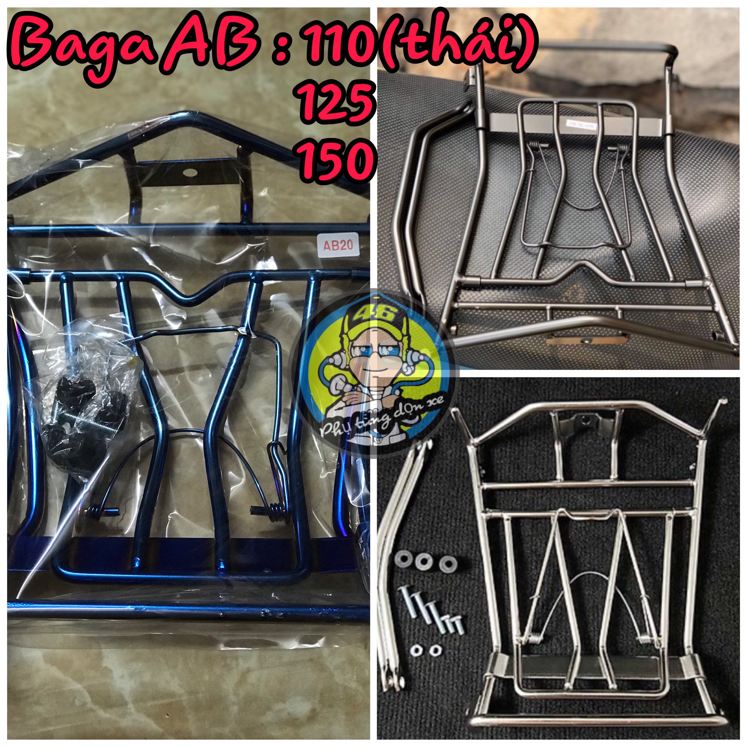 Baga xe ab inox10li sơn tĩnh điện , đời 2013-2021 , cứng , chịu tải (phụ tùng dọn xe)