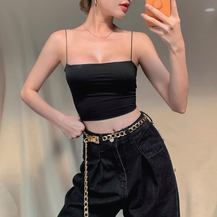 EIGHTYK Áo Croptop Hai Dây Mảnh Trơn