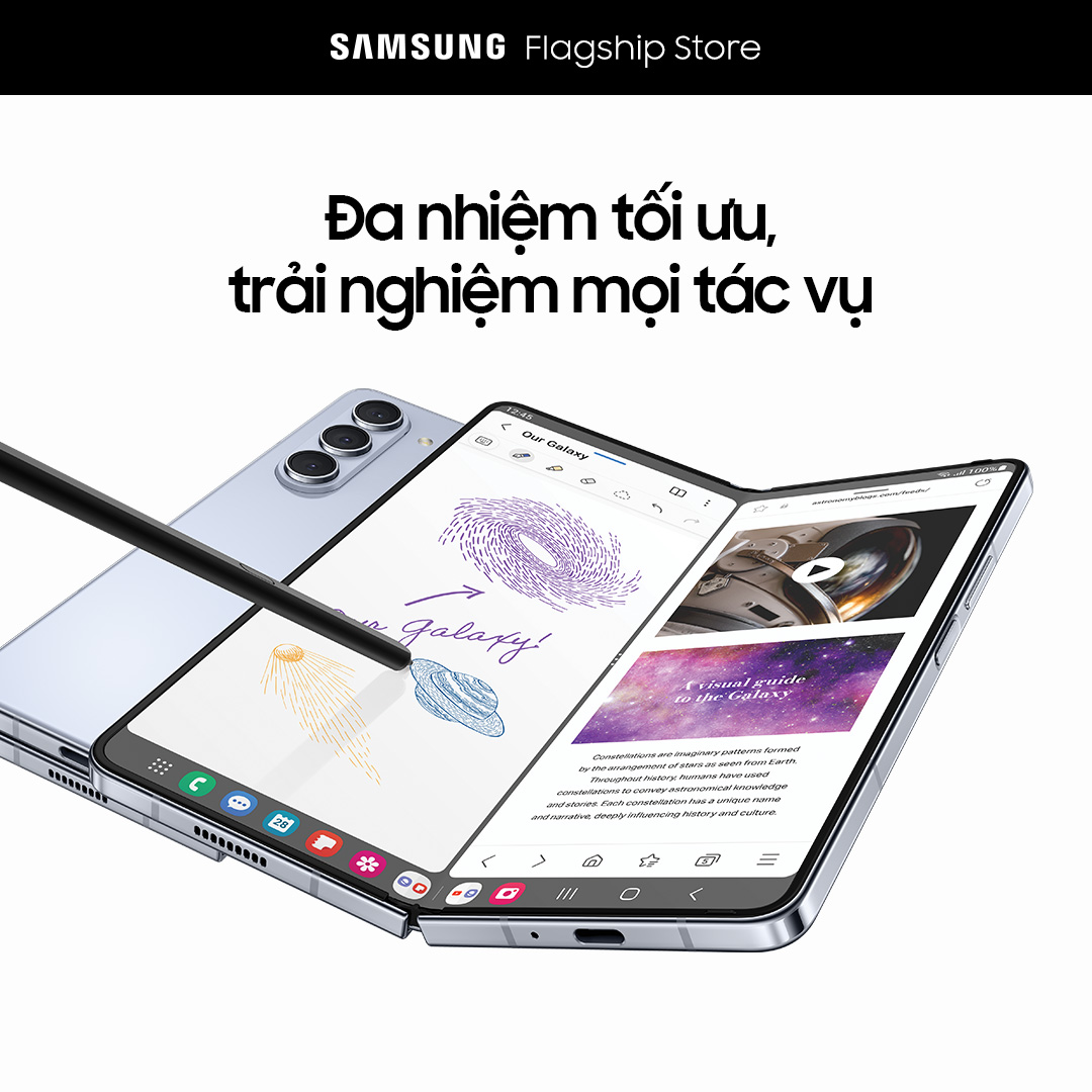 Điện thoại Samsung Galaxy Z Fold5 - Điện thoại AI - Bản lề Flex gập không kẽ hở - Màn hình siêu rộng 7.6"