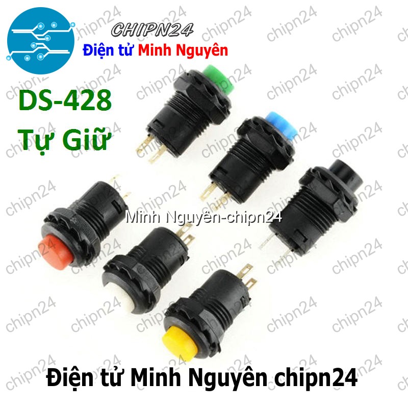 [2 cái] (F82) Nút nhấn Tự Giữ DS-428 (Đường kính 12MM 1.5A 250V Đỏ/Vàng/Xanh Lá/ Xanh Dương/Trắng/Đen) - [Chọn Loại] - HHH.00132
