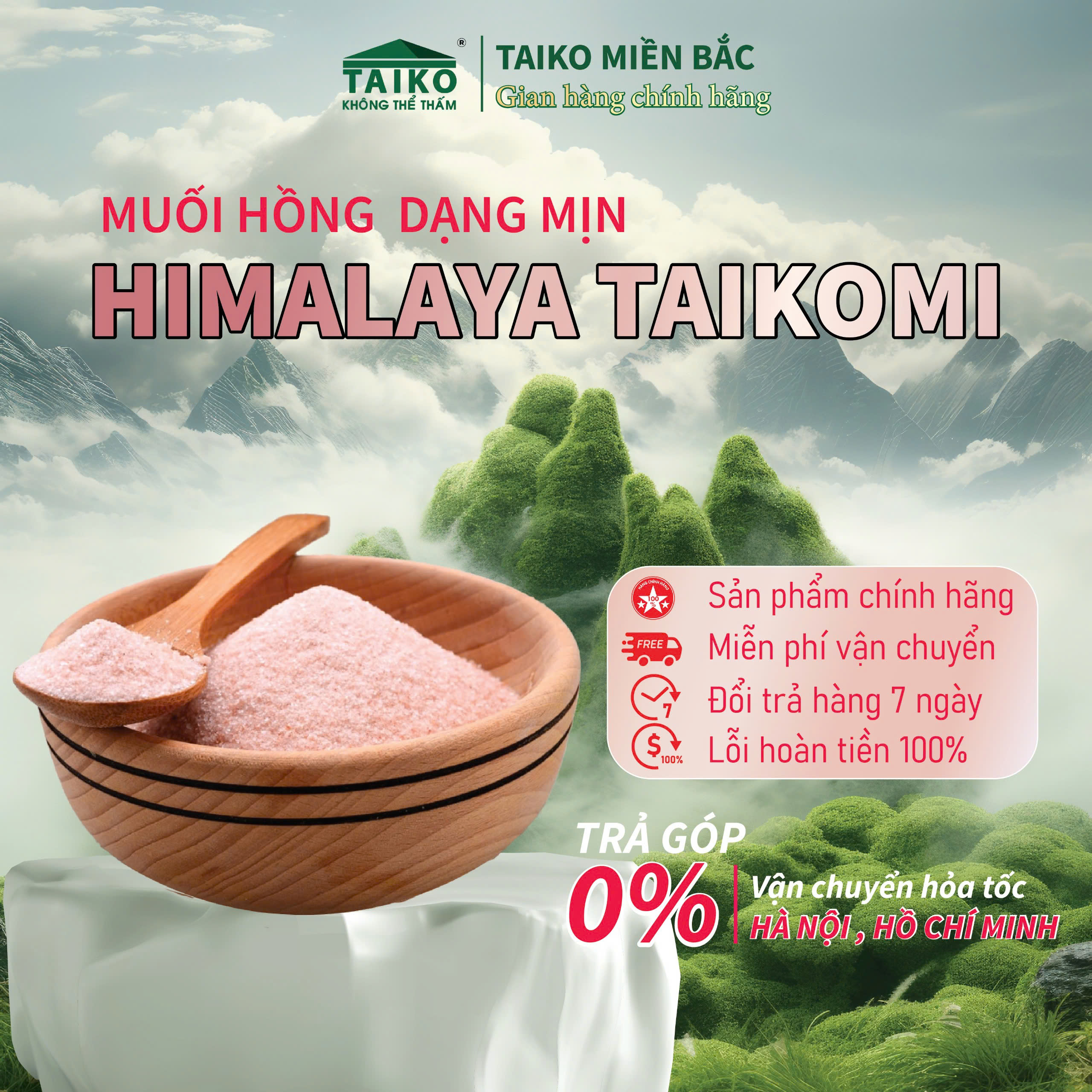 Muối hồng Himalaya hạt thô gói 500g