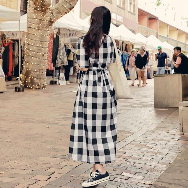 [HCM]Đầm caro nỉ to form dài (KÈM HÌNH THẬT)