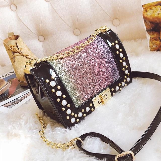 [HCM]Túi sequins cao cấp nạm đinh PKSR A030 (Màu ngẫu nhiên)