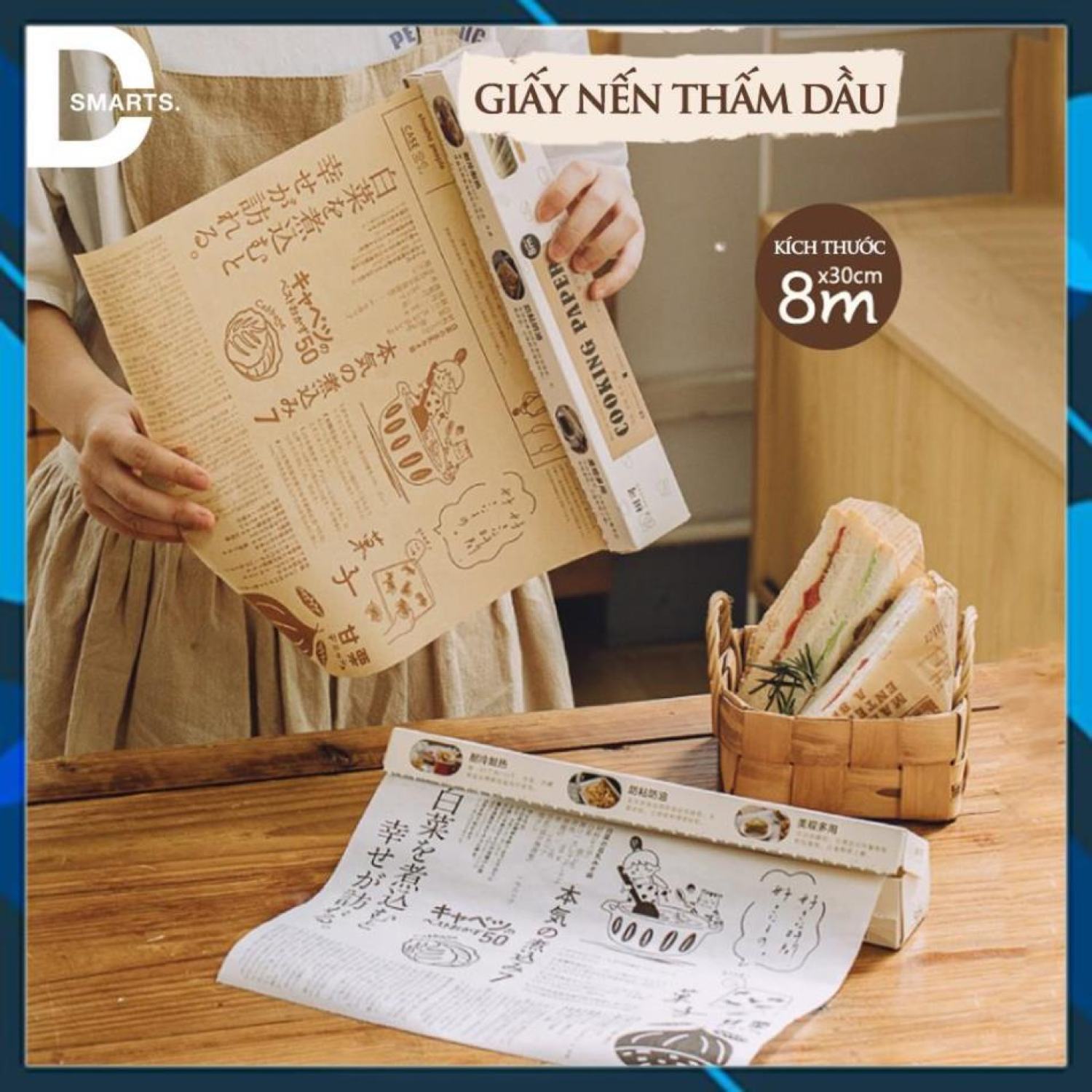 Giấy nến thấm dầu Nhật Bản an toàn vệ sinh | Cuộn dài 8M chống bám dính,thấm hút dầu mỡ cực tốt