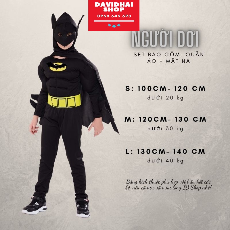 TRANG PHỤC BATMAN NGƯỜI DƠI HÓA TRANG TRẺ EM