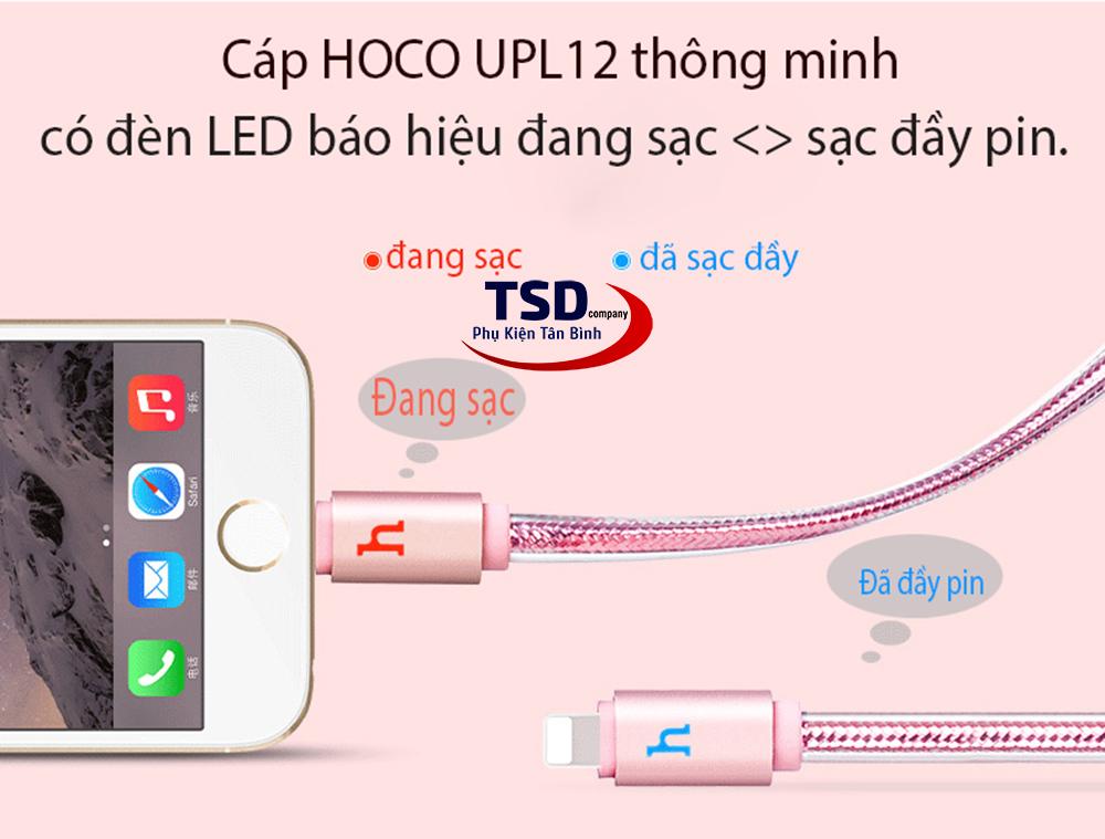 Cáp iPhone / iPad Hoco UPL12 120cm Có Đèn Báo Sạc