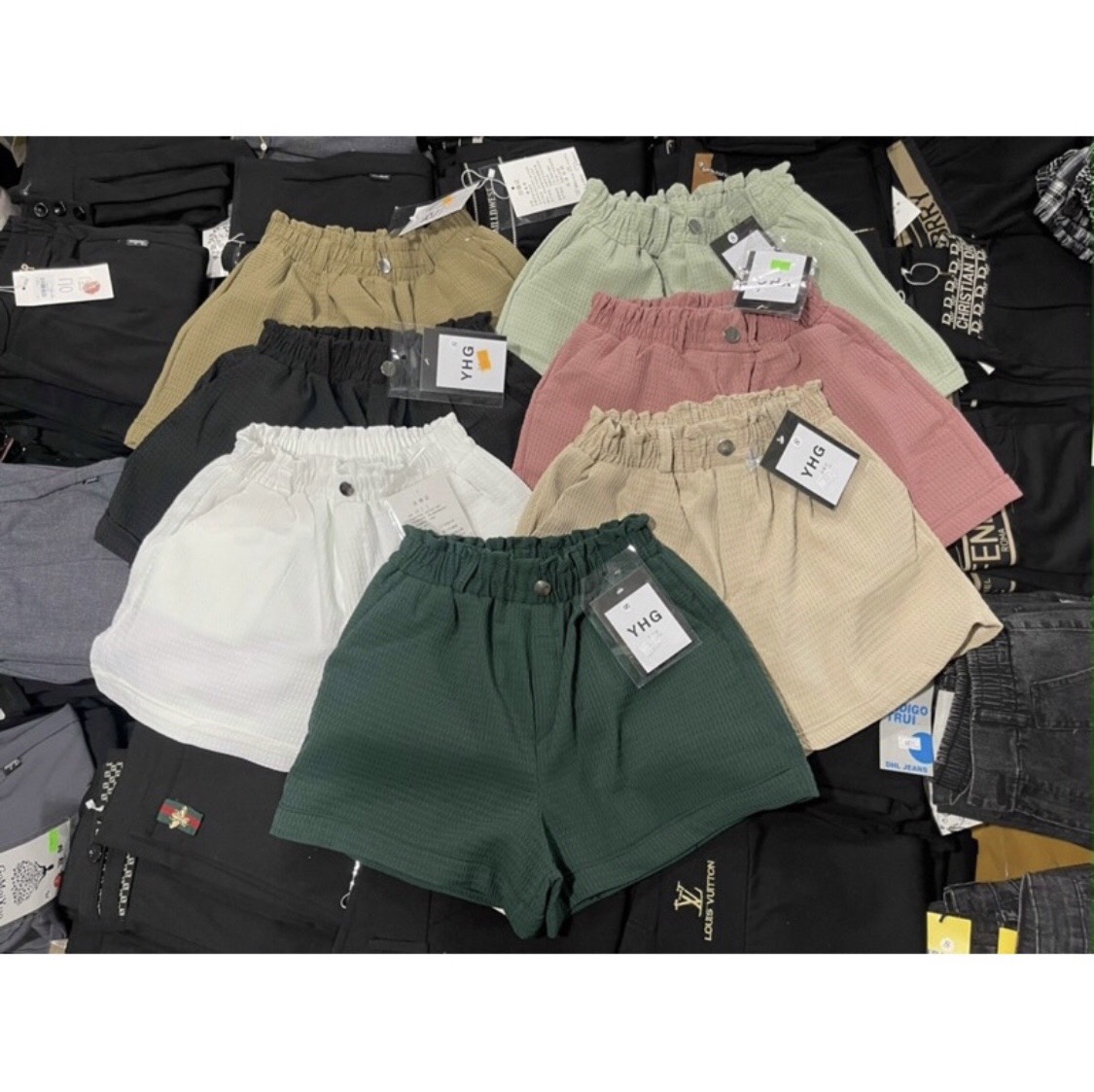 Quần Short Cạp Cao Chất Tổ Ong Siêu Hot