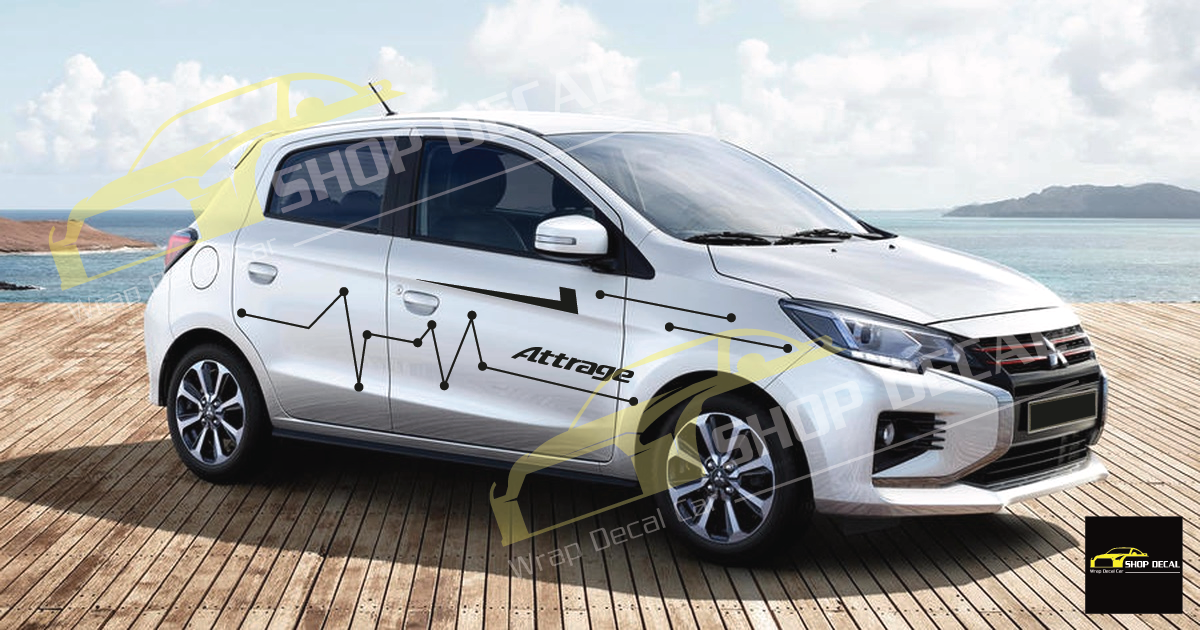Tem xe Mitsubishi Attrage dán 2 bên sườn