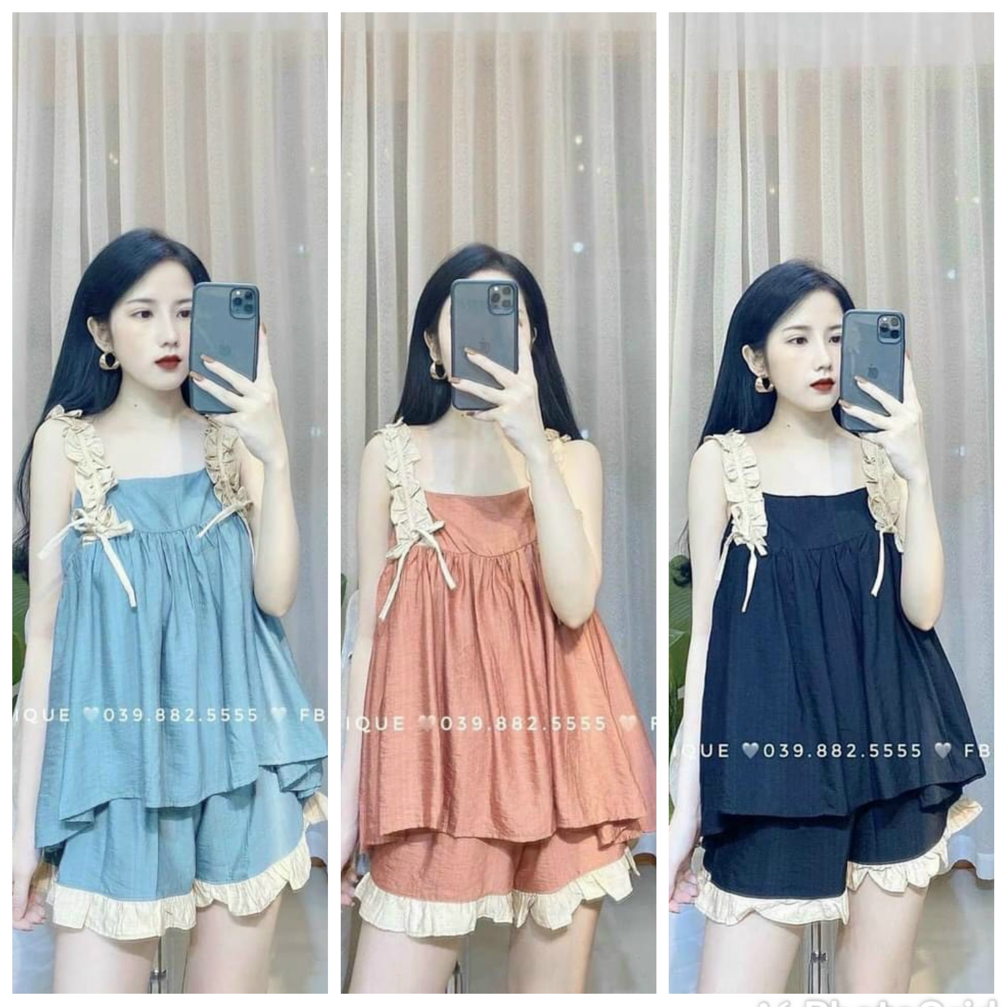 Bộ đồ bầu hè 2 dây chất đẹp mát ( ảnh thật phía sau)