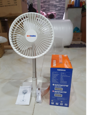 [HCM]QUẠT SẠC ĐIỆN NFF1617W- NANOCO (màu Trắng) NFF 1617 W