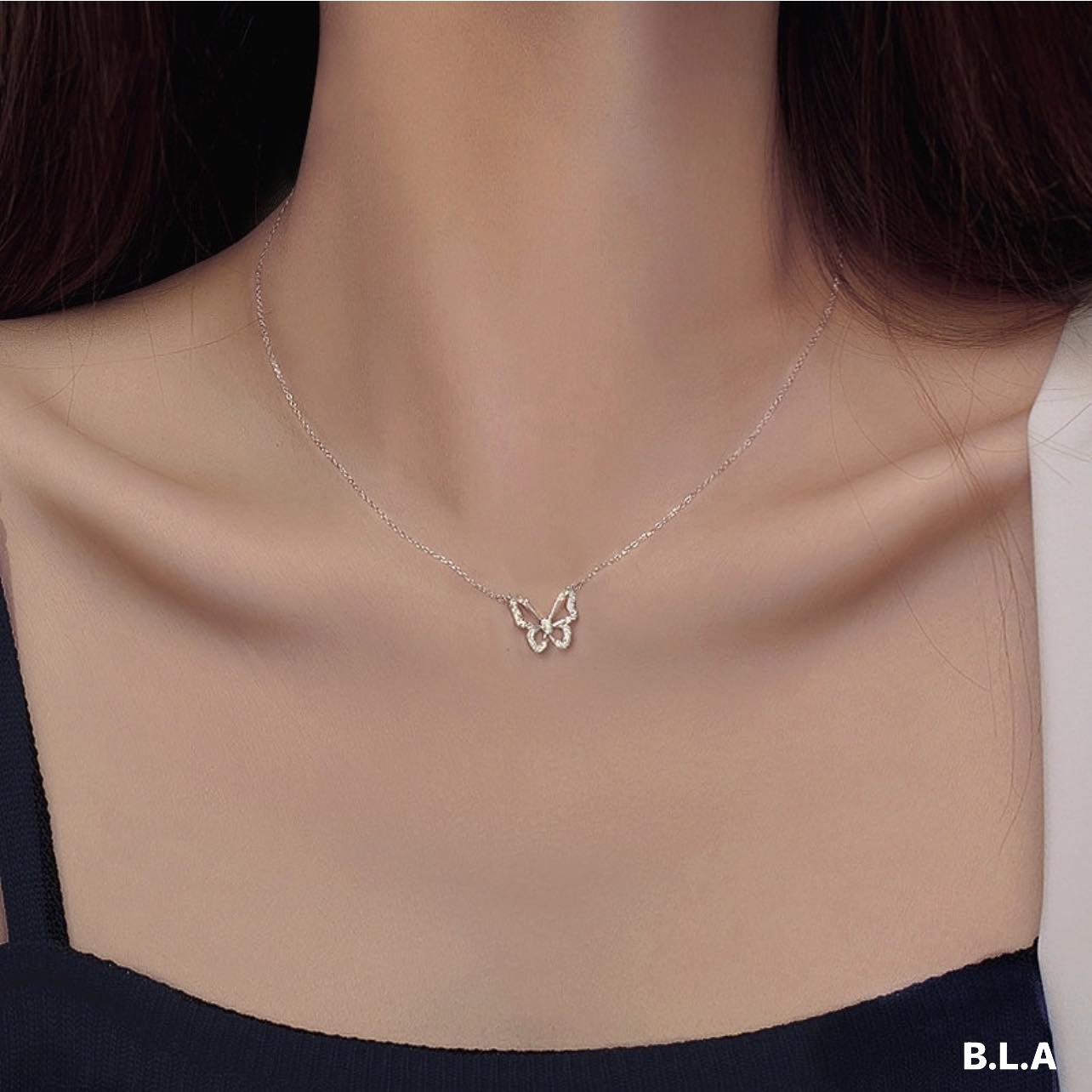 Dây chuyền nữ mặt bướm chất liệu bạc s925 MS94b