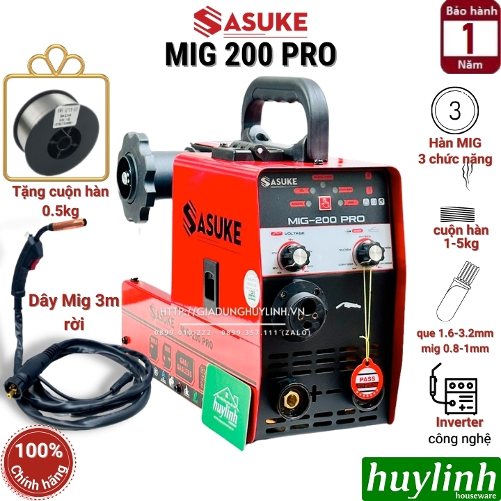 Máy hàn 3 chức năng sasuke mig 200 pro - tặng cuộn dây 0.5kg -