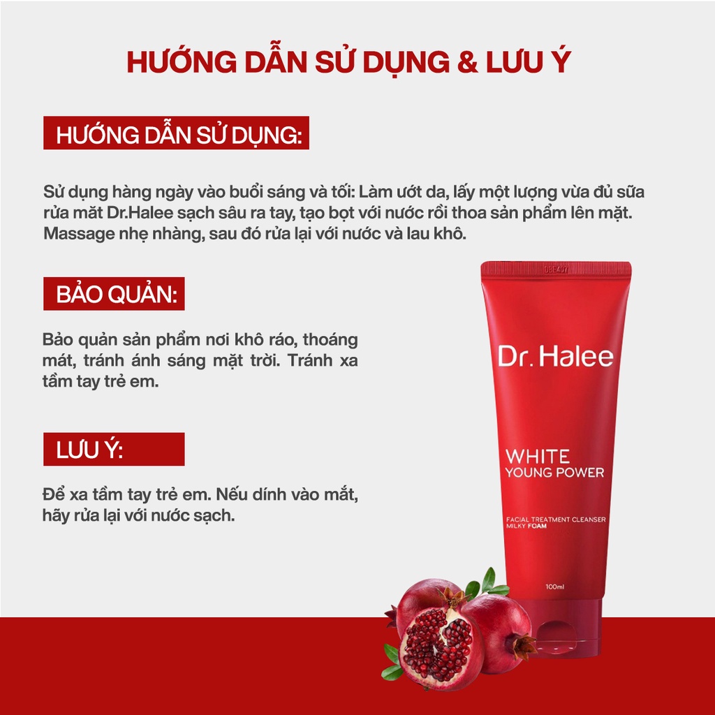 Sữa rửa mặt dịu nhẹ lựu đỏ Dr. Halee