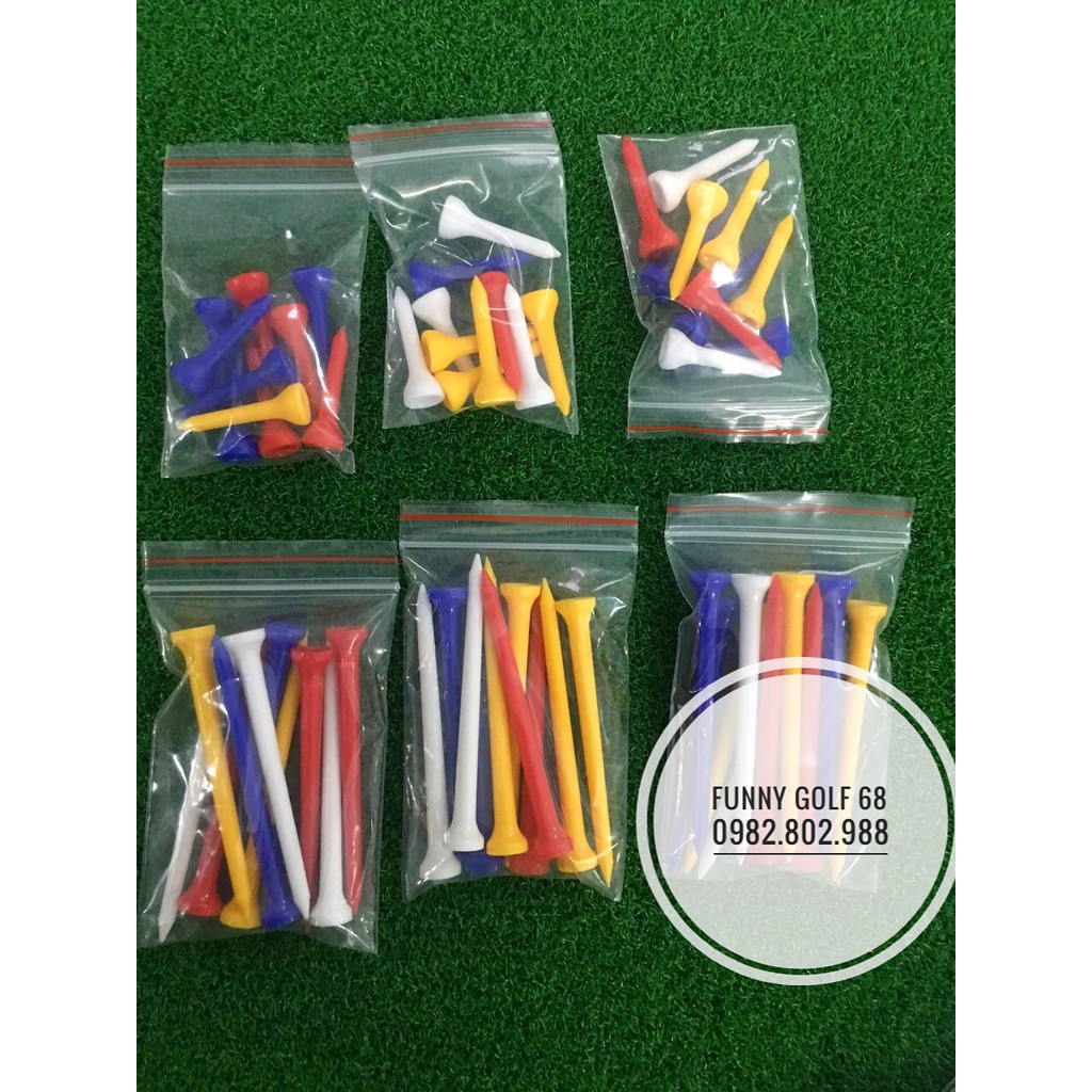 Tee Golf Gói 10 Chiếc Chất Gỗ Ngắn Dài