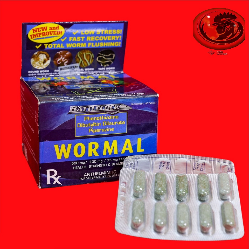 Wormal cho gà đá 1 vĩ 10 viên chiếc lẽ giúp xổ 99% các loại giun, sán và không gây sốc, khô gà