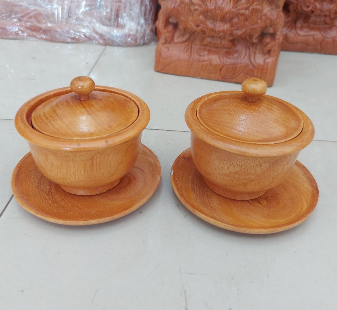 Cặp 2 ly nước thờ cúng gỗ gõ đỏ