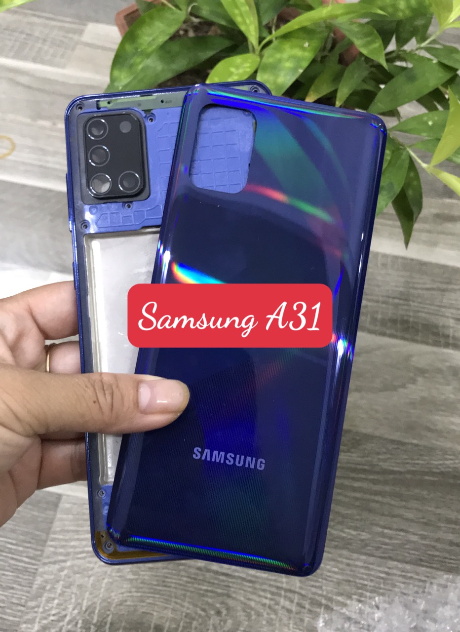 Bộ vỏ samsung A31 zin (bộ gồm lưng,sườn, nút bấm, kính camera)