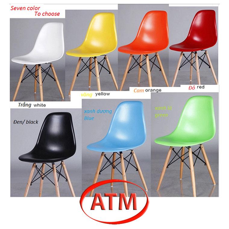 Bộ 4  ghế cafe, ghế EAMES chân gỗ ATM 001G (bộ 4 ghế cùng màu)